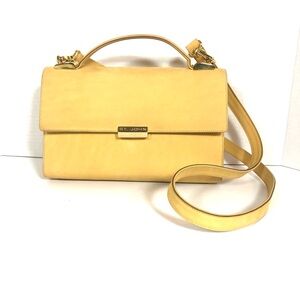 ST. JOHN Yellow Nubuck Leather Purse w/ Crossbody Strap